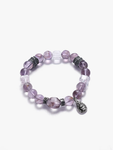Amethyst Peace Bracelet with Tibetan Silver Charm