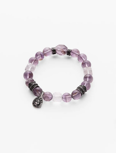 Amethyst Peace Bracelet with Tibetan Silver Charm
