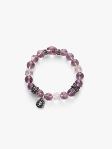 Amethyst Peace Bracelet with Tibetan Silver Charm