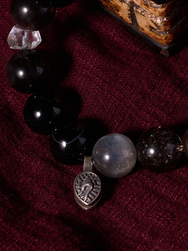Protective Power Bracelet - Aquamarine & Black Obsidian
