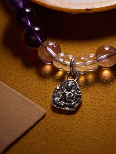 Amethyst Peace Bracelet with Tibetan Silver Charm