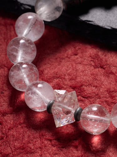 Sacred Quartz Healing Bracelet with Tibetan Silver Charm
