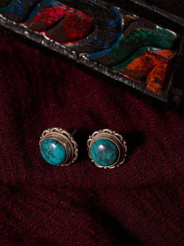 Turquoise Serenity Earrings – Sterling Silver & Raw Stone