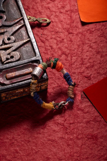 Himalayan Protector Handcrafted Bracelet - Cotton & Sterling Silver