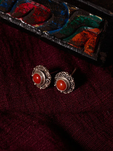 Vital Energy Red Coral Stud Earrings – Sterling Silver Love & Vitality