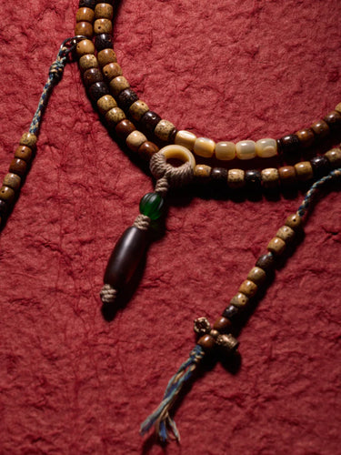 Blessing Energy 108 Mala Necklace with Dzi Beads and Agate Accents – Sacred Protection