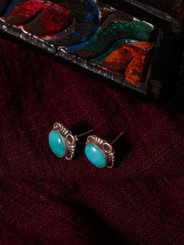Elegant Turquoise Stud Earrings – Sterling Silver & Raw Turquoise