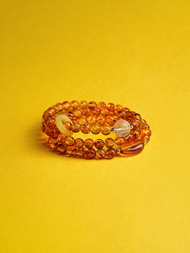 Golden Abundance Bracelet – Citrine and Amber for Wealth and Prosperity