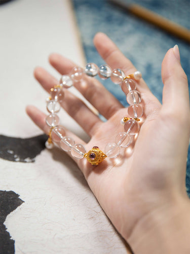 Crystal Serenity Bracelet – Clear Quartz Beads for Peace and Calm