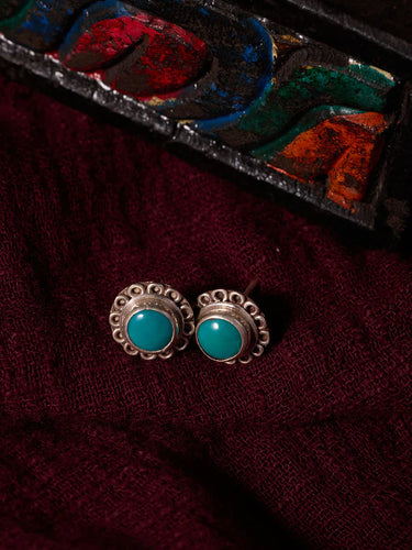 Turquoise Blossom Earrings – Sterling Silver & Raw Turquoise