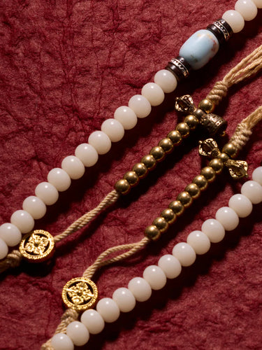 Sacred Protection 108 Mala Necklace with Dzi Beads and Agate - Blessing Energy
