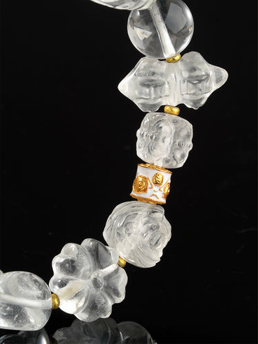 Sacred Calm Bracelet – Clear Quartz and Dzi Beads for Peace and Harmony
