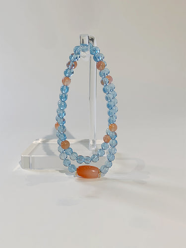 Serenity Bracelet – Aquamarine & South Red Agate for Calm and Clarity