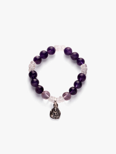 Amethyst Peace Bracelet with Tibetan Silver Charm
