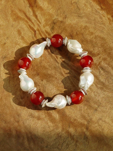 Radiant Harmony Red Agate & Pearl Confidence Bracelet