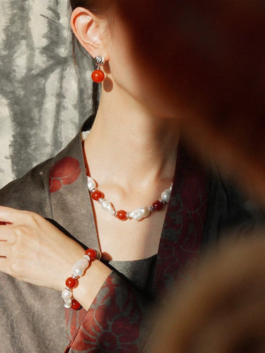 Ember of Confidence Necklace – Red Agate & Pearl Energy Jewelry