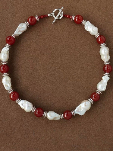 Ember of Confidence Necklace – Red Agate & Pearl Energy Jewelry