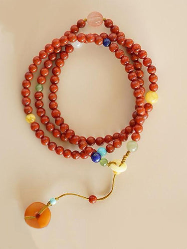 Guardian Spirit Mala – Red Agate, South Red, and Amber Beads for Protection