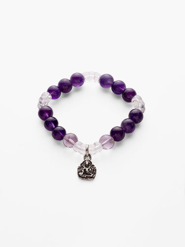 Amethyst Peace Bracelet with Tibetan Silver Charm