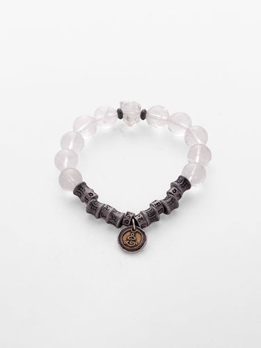Sacred Quartz Healing Bracelet with Tibetan Silver Charm