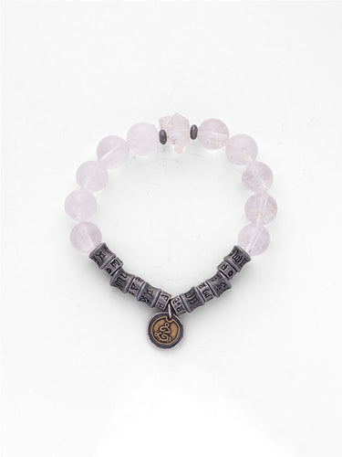 Sacred Quartz Healing Bracelet with Tibetan Silver Charm