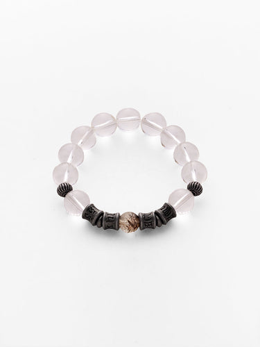 Clear Quartz Energy Bracelet with Tibetan Silver Beads