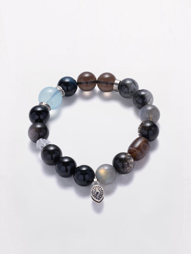 Protective Power Bracelet - Aquamarine & Black Obsidian