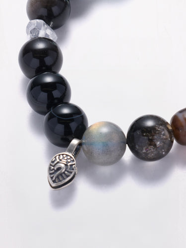 Protective Power Bracelet - Aquamarine & Black Obsidian