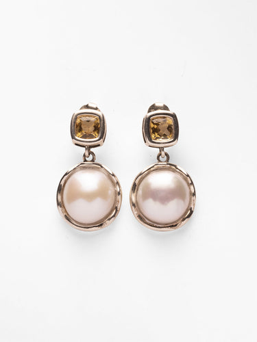 "Golden Radiance" Freshwater Pearl & Citrine Sterling Silver Earrings
