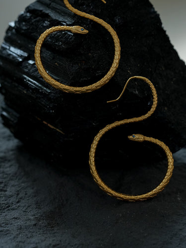 Spiritual Curve Earrings | Gold-Plated  Snake Drop Style for Daily Wear