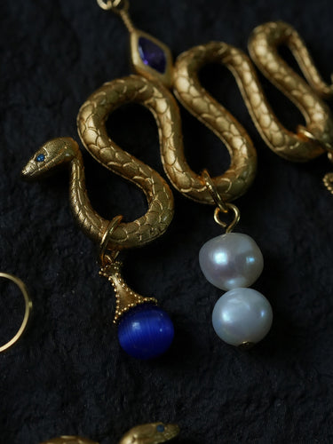 Serpent & Vase Totem Earrings – A Gold-Plated Symbol of Inner Awakening and Intention Flow