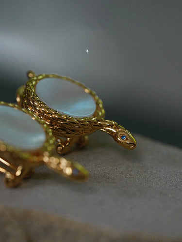 Awakened Energy Snake & Sun Earrings with Mother of Pearl