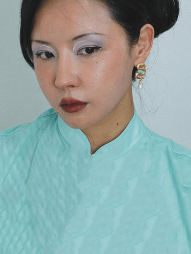 Flying Serpent Pearl Earrings|Gold Spiritual Dangle for Feminine Balance