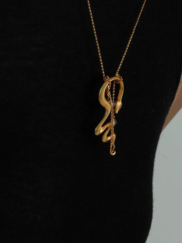 Energy Flow Serpent Necklace | Crystal Pendant + Gold-Plated Totem + Adjustable Chain