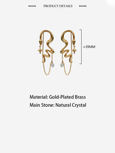 Serpent and Star Chain Earrings – A Cosmic Rhythm of Intuition and Flow
