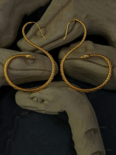 Spiritual Curve Earrings | Gold-Plated  Snake Drop Style for Daily Wear