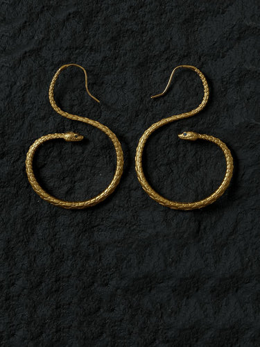 Spiritual Curve Earrings | Gold-Plated  Snake Drop Style for Daily Wear