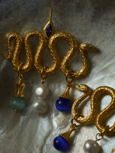 Serpent & Vase Totem Earrings – A Gold-Plated Symbol of Inner Awakening and Intention Flow