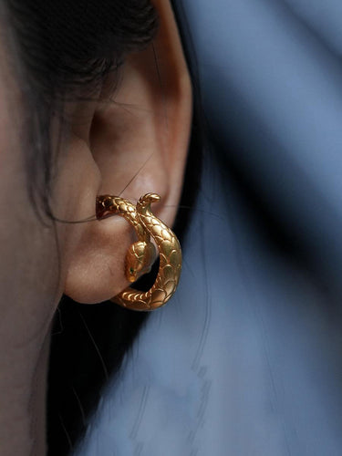 Daily Energy Earrings | Gold Snake Minimal Hook Form