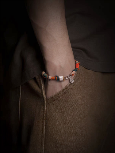 Himalayan Protection Charm Bracelet - Blessing Energy with Coral & Silver