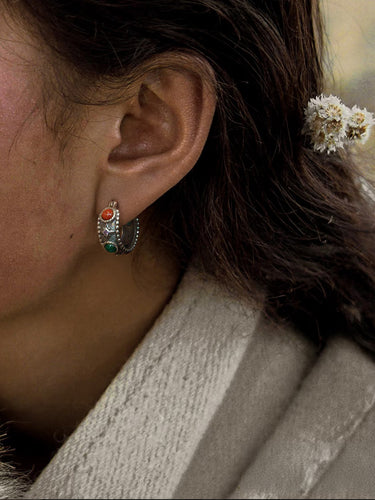 Celestial Vitality Lapis & Agate Hoop Earrings – Empower Your Spirit with Natural Elegance