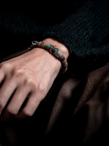 Himalayan Spirit Bracelet – Turquoise & Cotton with Silver Charm