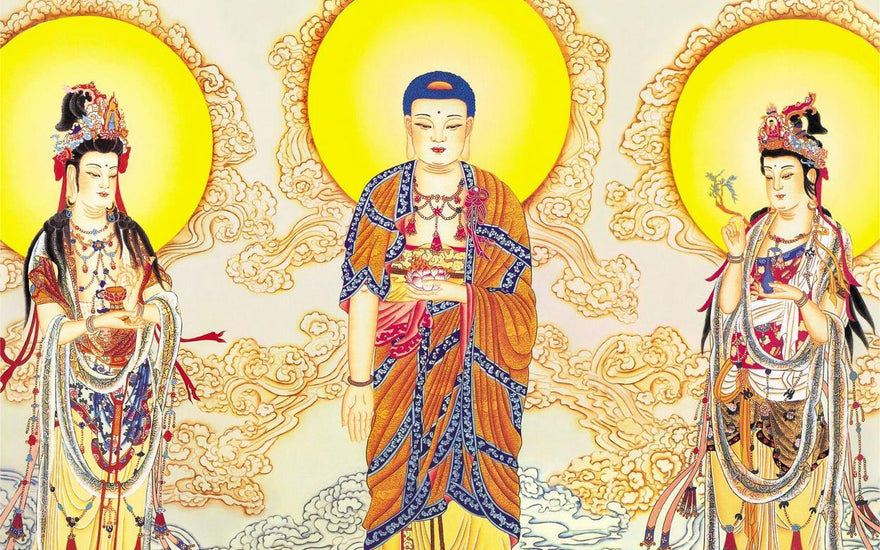 The Three Western Saints Buddha Statue: Icons of Compassion, Wisdom, and Protection