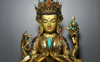 Harmony in Hues: Purple Copper Gilding Painting Buddha