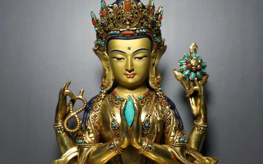 Harmony in Hues: Purple Copper Gilding Painting Buddha