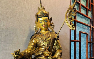 Timeless Artistry: Purple Copper Gilding Painting Buddha Statue