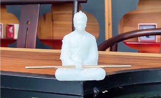 Artistic Monkey King: Wukong Buddha in White Jade Marble