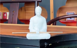 Artistic Monkey King: Wukong Buddha in White Jade Marble