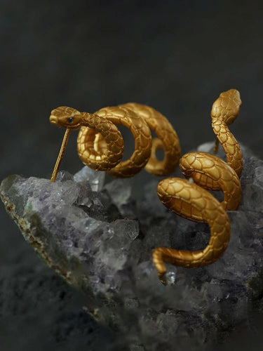 Awakening Serpent – Gold-Plated Energy Stud Earrings