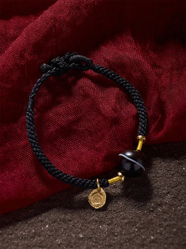 Lucky Energy Dzi Bead Bracelet – Protection, Luck & Spiritual Energy Bracelet with Gold-plated Accents